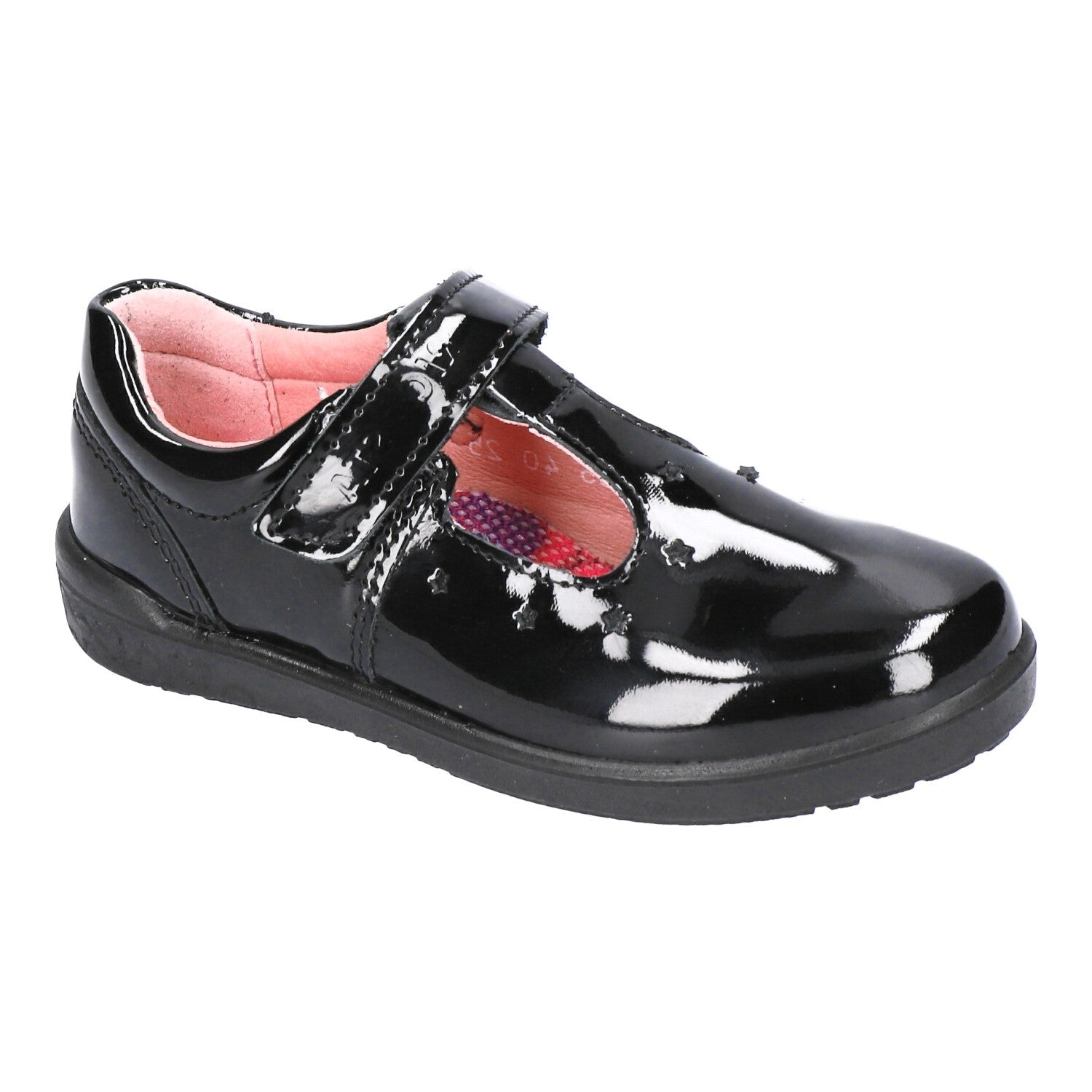 Ricosta Kids School Shoes | Scarlett | Velcro T-Bar | Black Patent