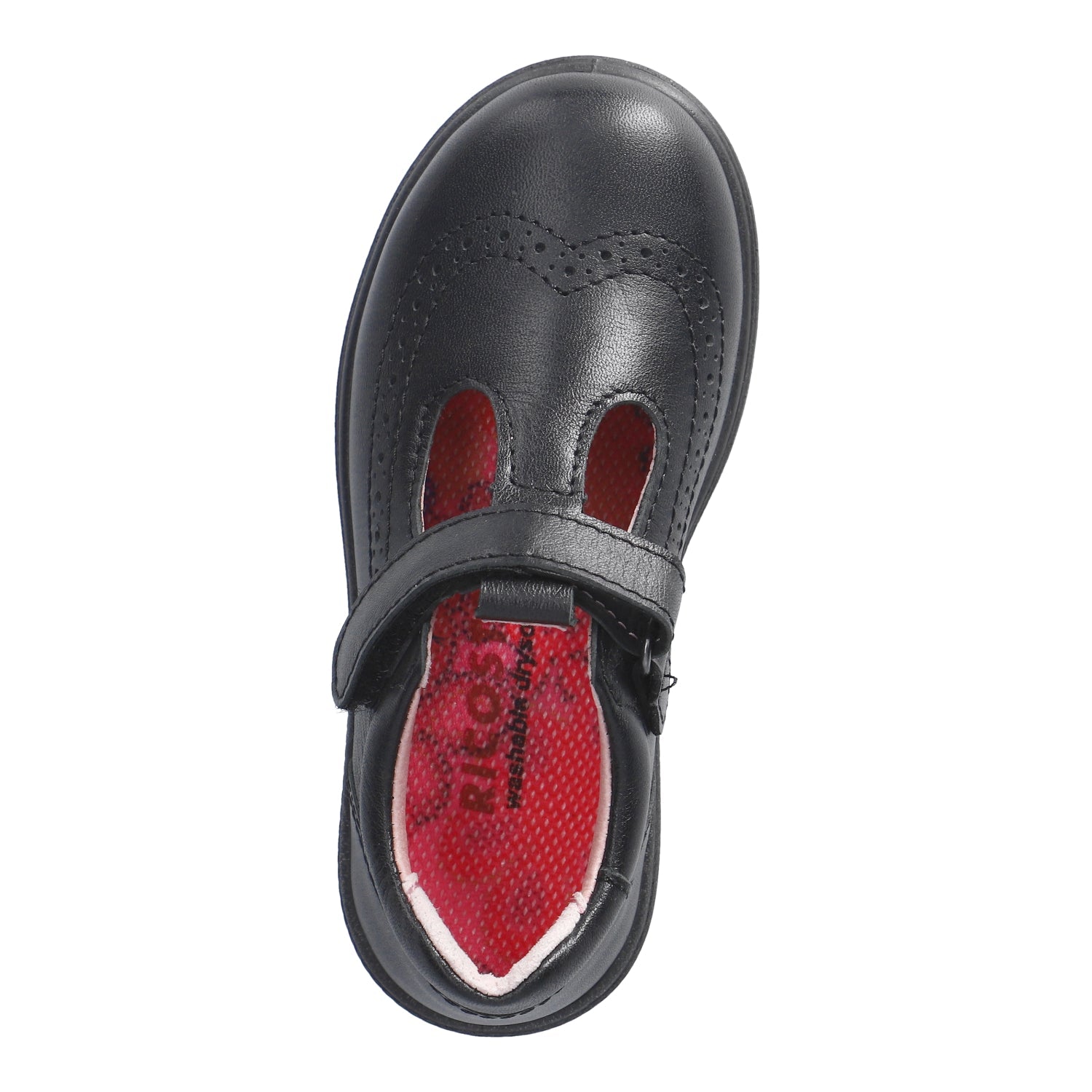Ricosta Kids School Shoes | Amanda | Velcro T-Bar | Black Leather