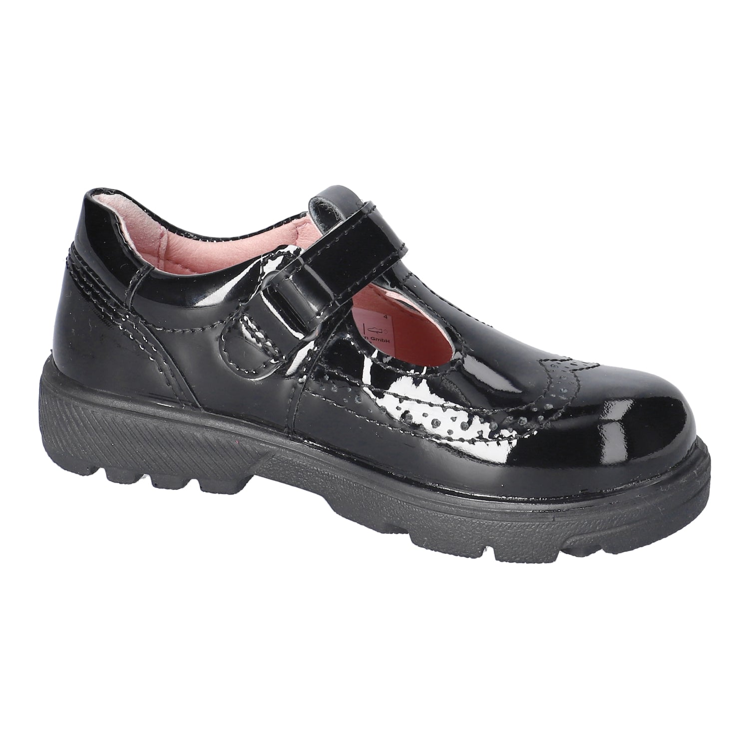 Ricosta Kids School Shoes | Amanda | Velcro T-Bar | Black Patent