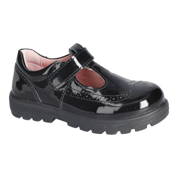 Ricosta Kids School Shoes | Amanda | Velcro T-Bar | Black Patent