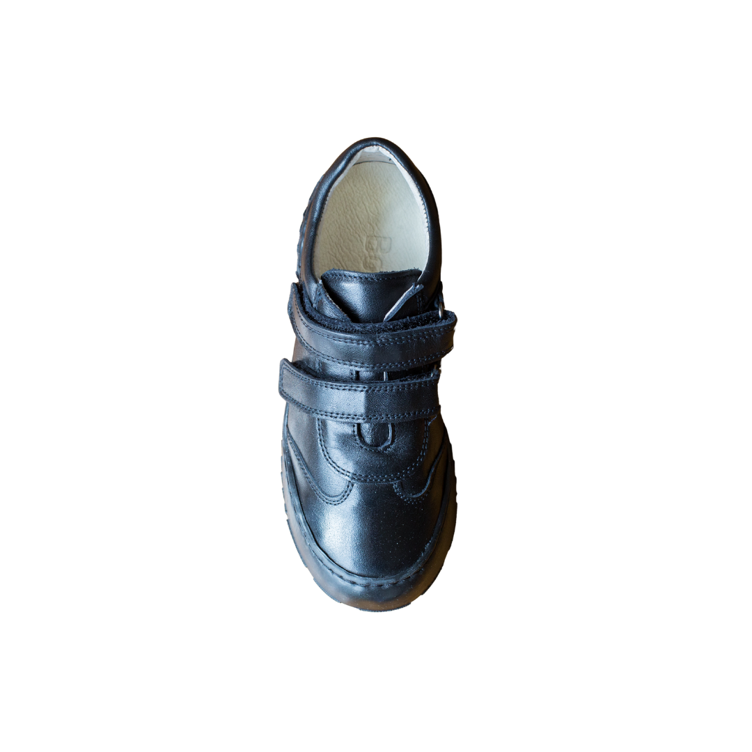 Bo-Bell School Shoes | Velcro Olivie | Black Leather