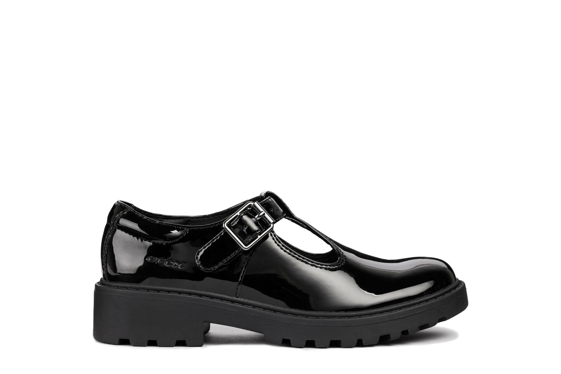 Geox School Shoes | Casey T-Bar | Black Patent
