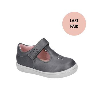 Ricosta Kids Shoes | Winona T-Bar Shoes | Metallic Asphalt Grey