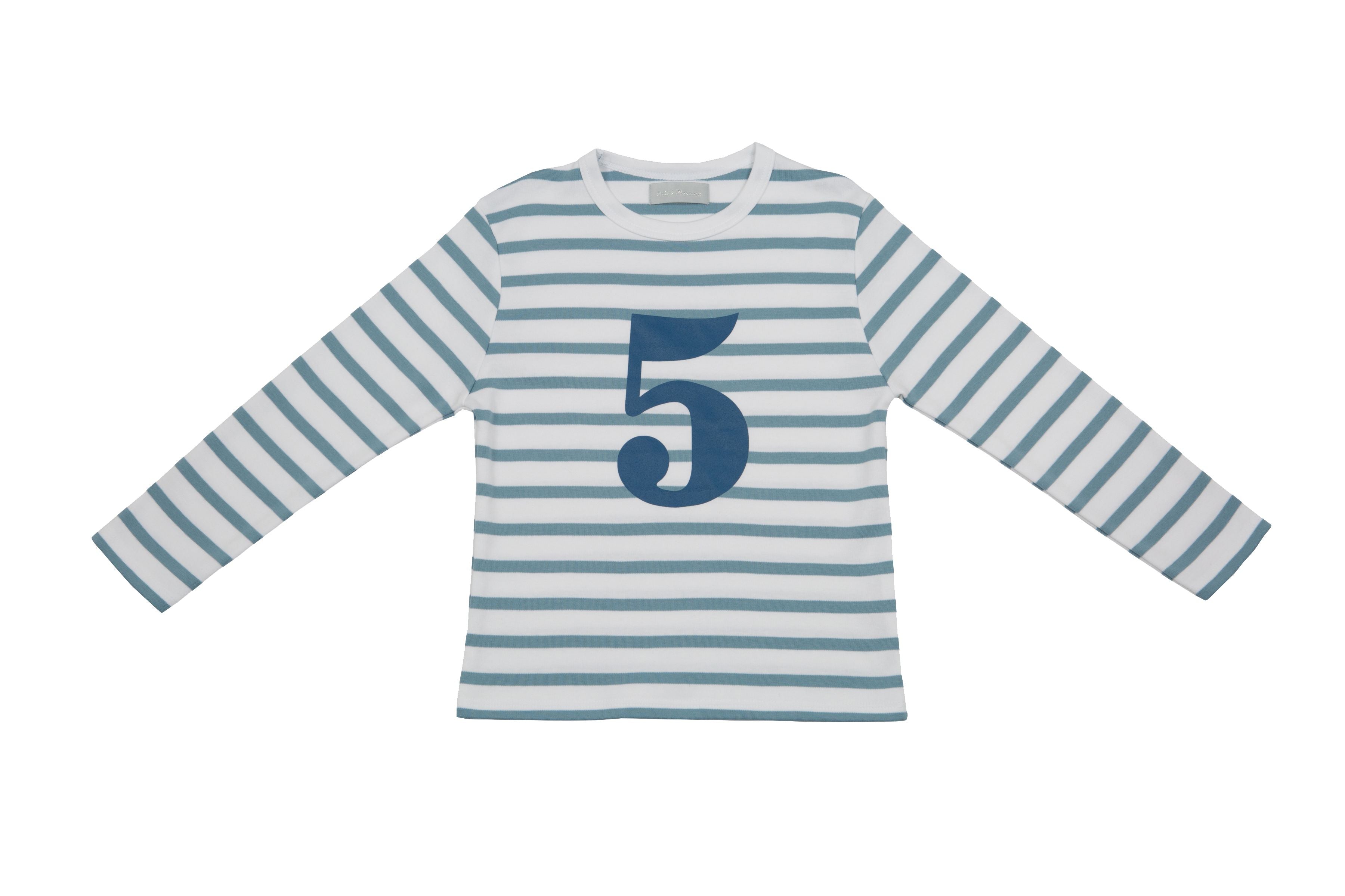 Bob & Blossom Number T-Shirts | Ocean & White Striped