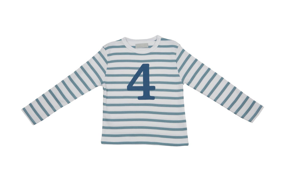 Bob & Blossom Number T-Shirts | Ocean & White Striped