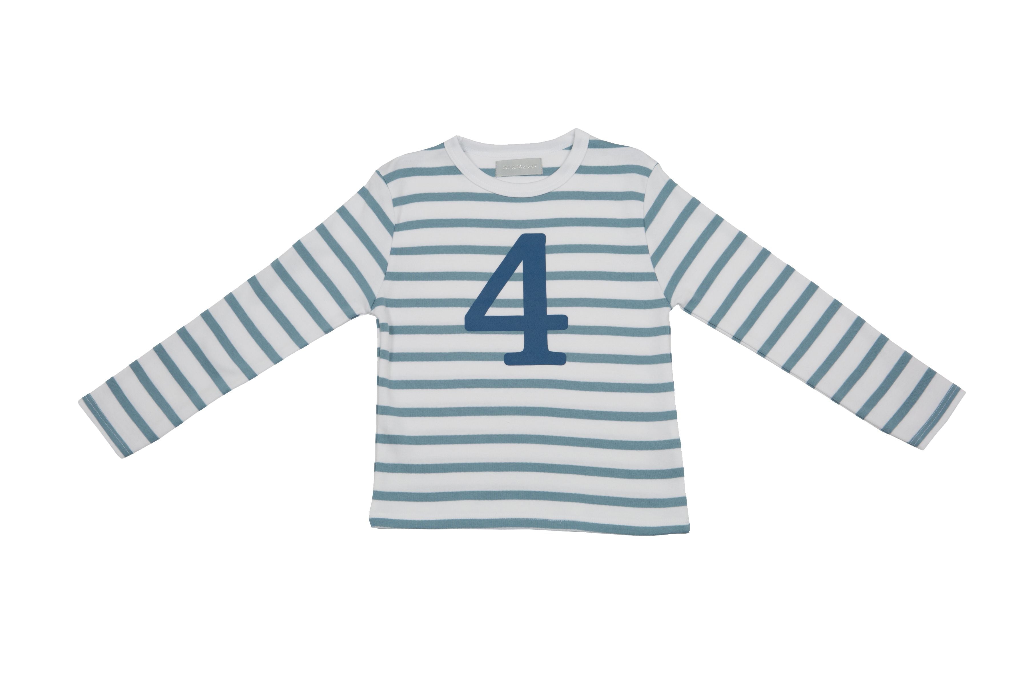 Bob & Blossom Number T-Shirts | Ocean & White Striped