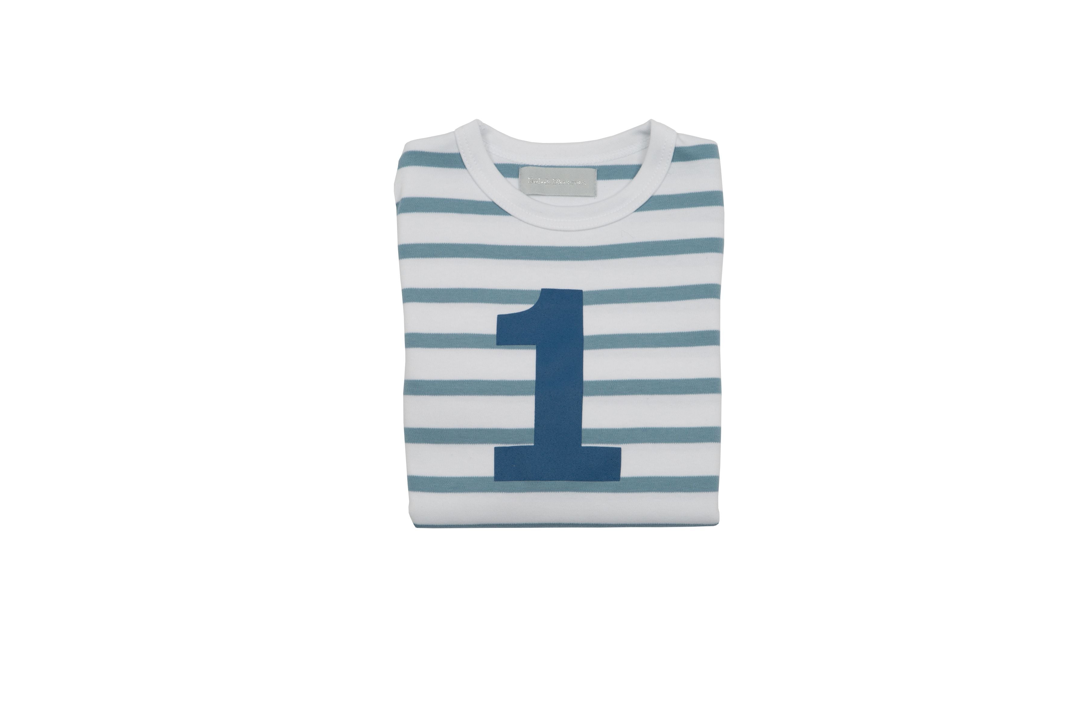Bob & Blossom Number T-Shirts | Ocean & White Striped