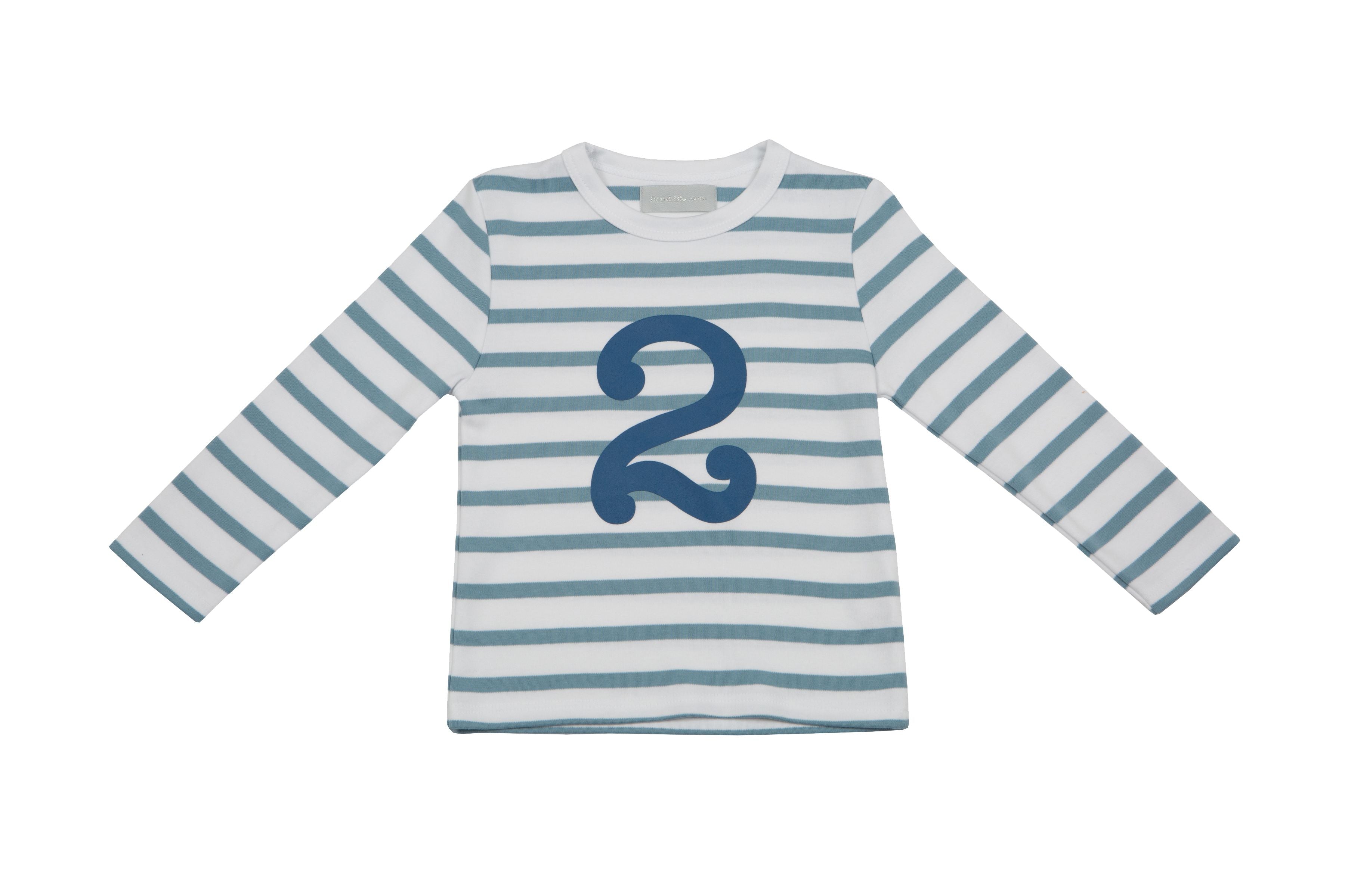Bob & Blossom Number T-Shirts | Ocean & White Striped